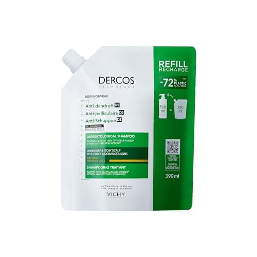 Image of Vichy Dercos Anti-Dandruff Dermatological Shampoo for Dry Hair, 390 ml Refill Pouch