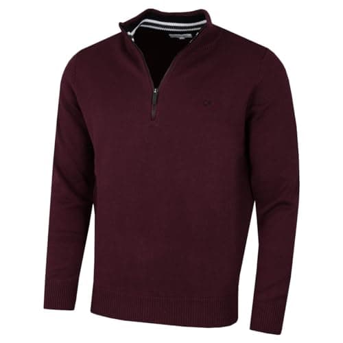 Image of Calvin Klein Mens 1/2 Zip CK Golf Sweater - French Burgundy Sport - M