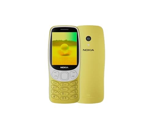 Image of Nokia 3210 feature phone with 4G, 2.4" display, Retro design, 2MP camera, Dual SIM, Cloud Apps, 1450mAh battery, USB Type-C charging, Micro SD slot up to 32GB, Bluetooth 5.0 - Y2K GOLD
