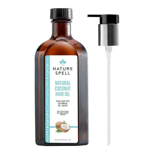 Image of Nature Spell Coconut Oil for Hair with Pump Dispenser, Pre-Diluted Oil to Deeply Moisturise & Repair Damaged Strands, For All Hair Types, Vegan, 150ml