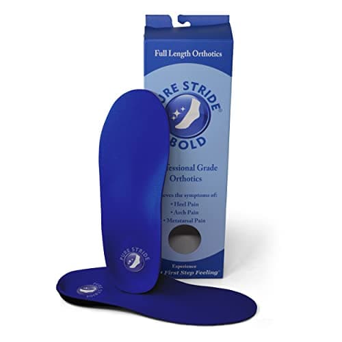 Image of Pure Stride Bold Professional Full Length Orthotics - Shoe Support for Metatarsals, High Arch,Flat Feet - Pain Relief for Plantar Fasciitis, Arch, Heel, Bold Blue, M 7-7.5/W9-9.5