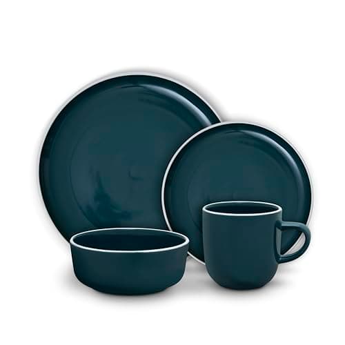 Image of Barbary & Oak Nattura 16 Piece Dinnerware Set, 4X Dinner Plates, 4X Side Plates, 4X Bowls, 4X Mugs, Made from Premium Stoneware, Dishwasher Safe, Agave, BO867022AGV