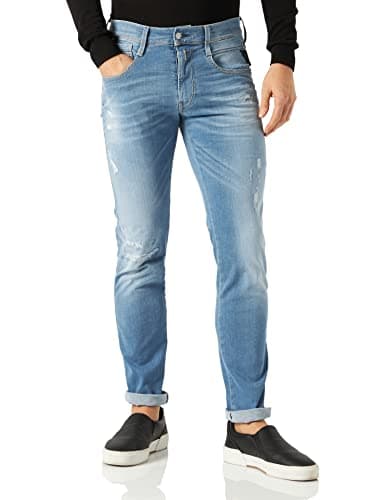 Image of Replay Men's Anbass Hyperflex Re-Used Xlite Jeans, 010 Light Blue, 27W / 32L