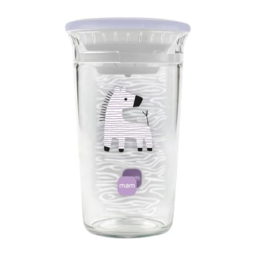 Image of MAM Easy to Drink Toddler Cup | 290ml | 360° Rim for Sipping at Any Angle | Clear Like Glass | Easy to Hold | One Piece Soft Silicone Valve | Baby Accessories | Iris