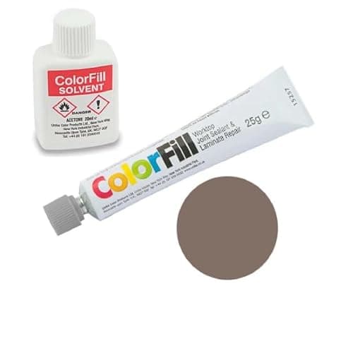 Image of Project DIY® ColorFill 100% Waterproof - Durable - Worktop Joint Sealant & Repairer, Fix, Chips, Dents & Scratches, 1 x 25g ColorFill, 1 x 20ml Solvent (CF112 - Colorado Oak, One Size)