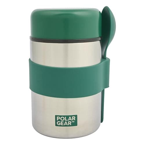 Image of Polar Gear Insulated Food Flask – Triple Layer Stainless Steel Soup & Food Container With Spoon – Keep Meals & Drinks Hot for 6 Hours & Cold for 6 Hours – For Work, School & Travelling (Forest)