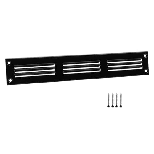 Image of TURvent 10x1 Vent Cover (Duct Opening) - Black HVAC Return Air Grille for Wall and Ceiling - Metal AC Vent Cover with Mesh - Rectangular Ventilation Register - External Dimensions: 11.81" W x 1.97" H