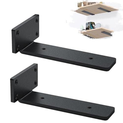 Image of MLOQI 2 Pack Scaffold Board Shelf Brackets Heavy Duty, Floating Shelf Bracket, 5mm Thick Wall Brackets for Shelves (8 inches)