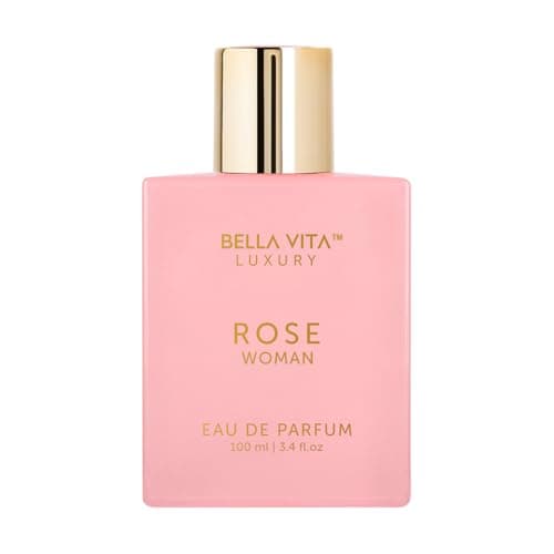 Image of Bellavita Luxury ROSE Eau de Parfum | Fresh, Rose, Musk & Floral Peach, Blackcurrant, Mandarin, & Pink Pepper Top Notes | 100 ml | Perfume for Women | Best Gift for Valentine's Day for Her