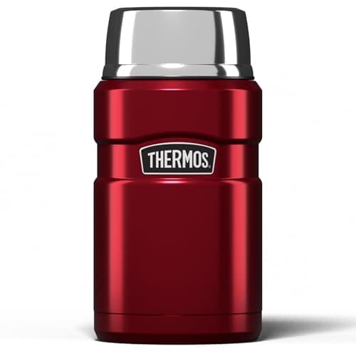 Image of Thermos Stainless King Food Flask, 710ml Capacity - Sleek Multi- Purpose Flask for Daily Food Prep - Durable Stainless Steel with Red Finish - Ideal for On-the-Go Meals & Drinks