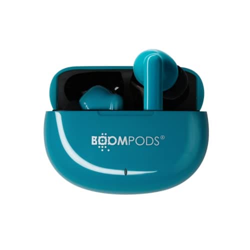 Image of Boompods Skim Sustainable True Wireless Earbuds - Bluetooth Earphones with ENC Microphone & 20Hr Playtime, Water-Resistant Ear Buds Made from Ocean-Bound Plastic, Custom Controls & Gaming Mode, Blue