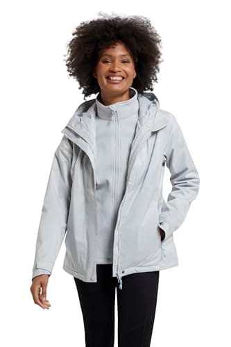 Image of Mountain Warehouse Whirlwind Womens 3 In 1 Jacket - IsoDry, Waterproof, Breathable, Taped Seams - Best for Spring Summer, Walking, Outdoors & Camping Grey Women's Size 12