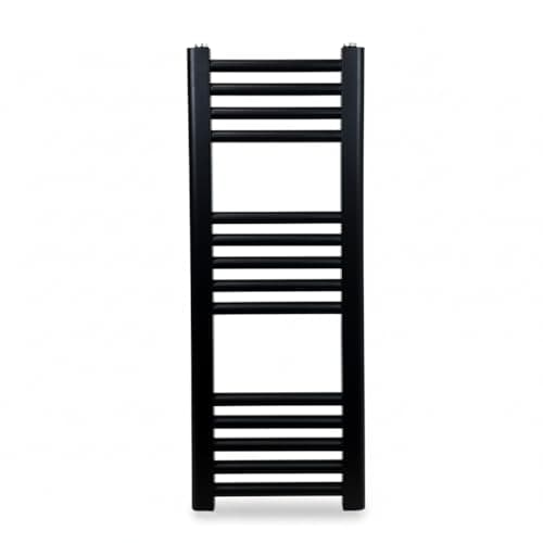 Image of Greened House Milano Black Heated Towel Rail 300mm W x 800mm H Straight Central Heating Towel Radiator