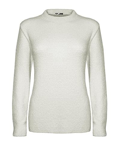 Image of Generation Fashion New Ladies Women Knitted Long Sleeve Stretchable Crew Neck Jumper Sweater Pullover Top[Off-White,SM]