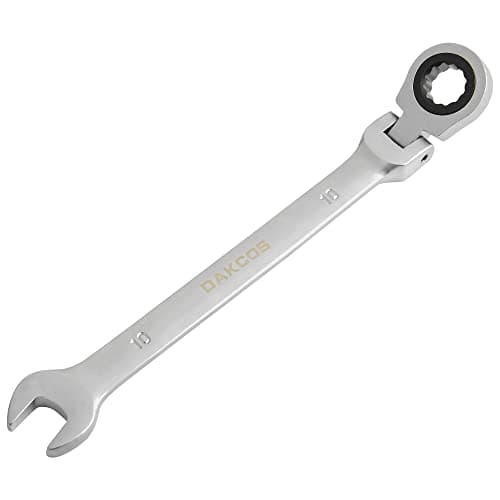 Image of DAKCOS 10mm Flexible Head Spanner Dual Heads Ratchet Combination Wrench Spanner Chrome Vanadium Steel