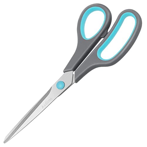Image of Asdirne Scissors, Stainless Steel Blades, Soft Grip Handle, Suitable for Households,Offices and Schools, All Purpose, Blue/Grey, 21.5 cm