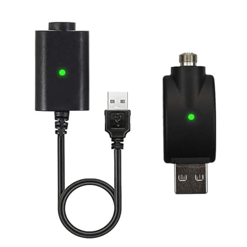 Image of PATILWON 2 Pcs Electronic Cigarette Charger Cable 510 Threaded USB Charger with LED Indicator Overcharge Protection for GS & Ego Battery (Black, A&B)