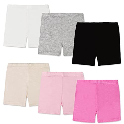 Image of SPTRAMLE Girls Cycling Cotton Shorts, 6 Pack Girls Breathable Soft Sports Stretchy Safety Shorts Dancing Bike Paired with Skirts for Kids 3-4 Years Old