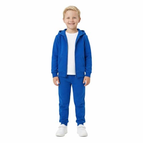 Image of Gift Hub Kids Tracksuit for Boys & Girls | Unisex Fleece Hooded Zip-Up Jumper & Jogger Bottom Set | Soft, Warm & Durable Activewear | Perfect for School, Sports & Everyday Wear | Age 9-10, Blue