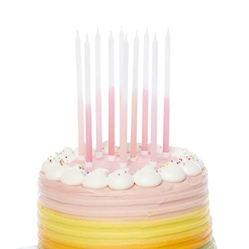 Image of Amscan 9911571 - Pink Mix Tall Skinny Cake Candles - 10 Pack
