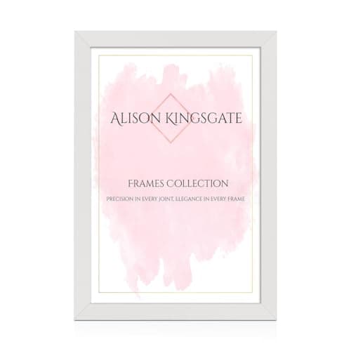 Image of Alison Kingsgate Modern 24X16 White Picture Frames- Engineered Wood Photo Frame with Shatterproof Perspex Front- Ideal for Posters, Certificates & Artwork- Wall Mount or Tabletop Display