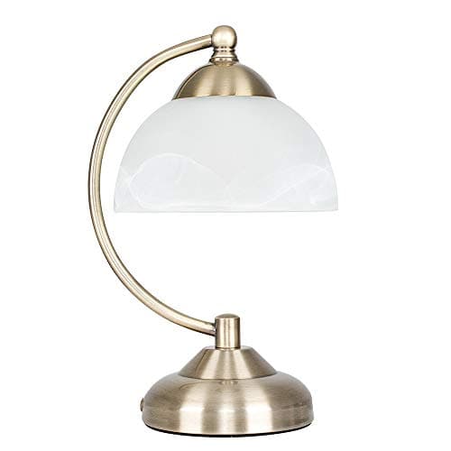 Image of MiniSun | Curved Antique Brass and Frosted Glass Table Lamp | Table Lamps, Home Décor & Improvement Essential | Includes 4W LED Bulb [3000K Warm White]