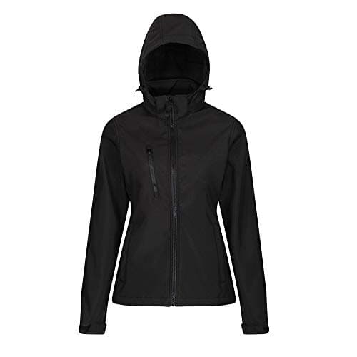 Image of Regatta Professional Womens Venturer 3-layer Printable Hooded Softshell Jacket, Black(black), 16 EU