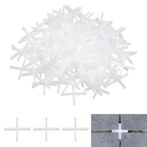 Image of sourcing map 600Pcs Tile Spacers, 2.5mm 3/32" Thick Cross Shape Wall Floor Tile Spacer Tiling Tools for Ceramic Tile Installation (PE Plastic, White)
