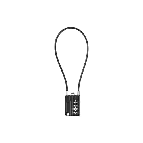Image of RESET-200 (1 Pack) 4 Digit Combination Flexible Cable Padlock, 30 cm Long Lock, 3mm Diameter Cable for Trash Can Lid, Locker, Cabient, Luggage, Suitcase, Gun, Pistol, Toolbox, Helmet - Black