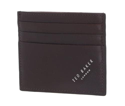 Image of Ted Baker Card Holder Raffles Embossed Corner Leather Cardholder Brown