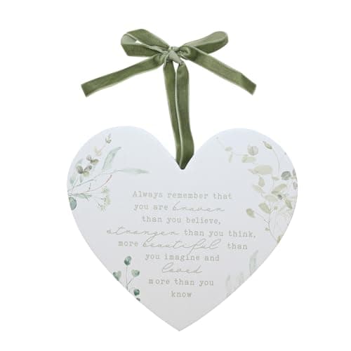 Image of Female Gift - Gift for Friend, Daughter, Granddaughter, Niece, Someone Special - Hanging Heart - Sentimental and Inspirational - Braver, Stronger, Beautiful and More Loved