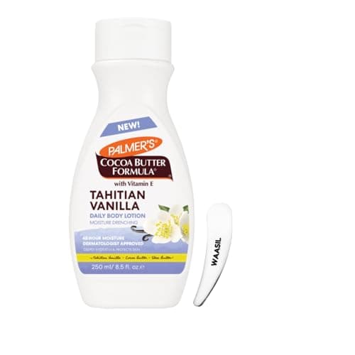 Image of Palmer's Cocoa Butter Formula Tahitian Vanilla Body Lotion with Vitamin E 250ml | Daily Drenching Moisturiser for All Skin Types | 48 Hour Intense Hydration Nourishing with WAASIL cosmetic spatula