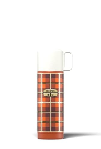 Image of Thermos - Revival Orange Flask (500ml) - Premium Leak Proof Insulated Tea & Coffee Flask for Hot & Cold Drinks, Built-in Cup, Push Button Stopper, BPA-Free, Durable Steel
