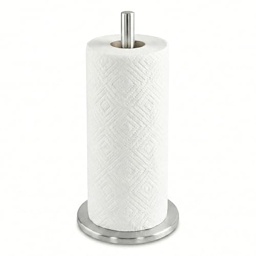 Image of GEEZY Stainless Steel Kitchen Roll Holder - Silver Freestanding Paper Towel Stand - Anti-Slip Base Tissue Dispenser & Organiser for Kitchen Countertop & Dining Table