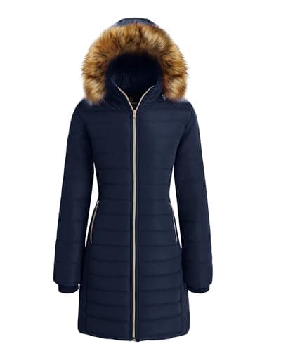 Image of Wantdo Women's Classic Hooded Jacket Winter Outdoor Parka Coat Ladies Slim Fit Jackets Windproof Outerwear Coat Blue XL