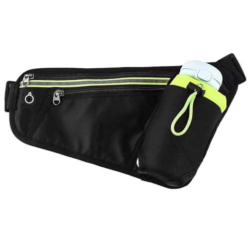 Image of HhBdy Running Belt with Water Bottle, Fanny Pack Adjustable Water Bottle Bag Zipper Pocket, Dog Bag for Walking Waterproof for Suitable for Jogging Hiking Dog Walking and Cycling (Black)
