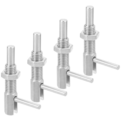 Image of sourcing map 4 Pcs Retractable Indexing Plunger Pin, M12 l Spring Plunger Stainless Steel Spring Loaded Latch Telescopic Locking Pin with Nut for Machinery Shipbuilding
