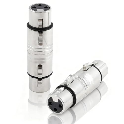 Image of MAIXIANGGUOJI XLR Female to Female Adapter, XLR 3 Pin Coupler Microphone Line Adapter Mic Barrel Extension for Microphones Mixers Audio Equipment (silvery, 2 Pcs)