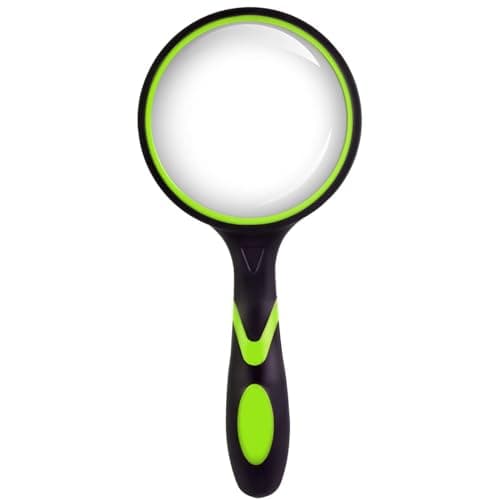 Image of DOETYD Magnifying Glass 10X Green Handheld 75mm Magnifier with Non-Slip Handle Magnifying Len for Seniors Reading or Hobbies