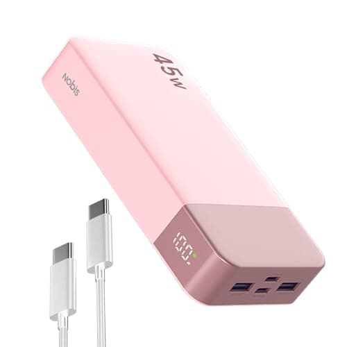 Image of NOBIS Power Bank, 45W 20000mAh Portable Charger, USB C Fast Charging, 4 Ports External Battery Pack with LED Digital Display, Compatible with Laptop, Phone 15 14 13 Pro S23 S22 (Pink)
