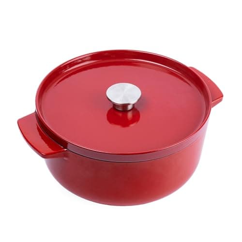 Image of KitchenAid Cast Iron Ø 26cm/5.2 Litre Casserole with Lid, High-Quality,Robust & Durable,Searing,Browning or Frying,PFAS-Free Enamel Interior,Induction,Ergonomic Handle,Oven Safe up to 260°C,Empire Red