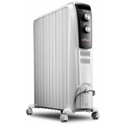 Image of De'Longhi Dragon TRD04 1025 Dragon Oil Radiator 2500 W (Heat Release), 1100 Watt, 52 x 16 x 65 cm, White, 230 V ~ 50 Hz