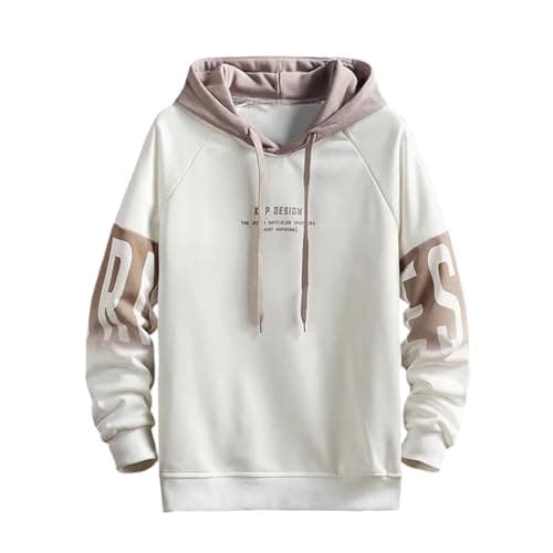Image of Generisch Hooded Jacket Men's Autumn and Winter Sport Casual Style Hoodie with Loose Letter Print Cheap Hoodie, White, XXL