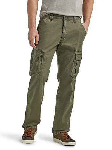 Image of Wrangler Authentics Men's Relaxed Fit Stretch Cargo Pant, Olive, 36W x 30L