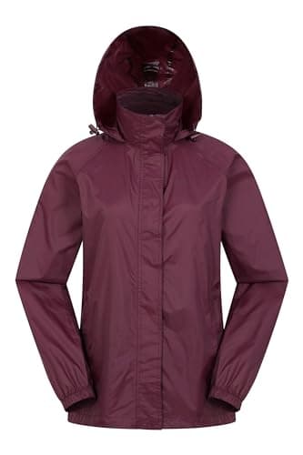 Image of Mountain Warehouse Pakka Womens Waterproof Packable Jacket - Foldaway Hood Jacket, Ladies Coat, Lightweight Rain Jacket - For Spring Summer, Walking, Travelling Dark Purple Women's Size 14