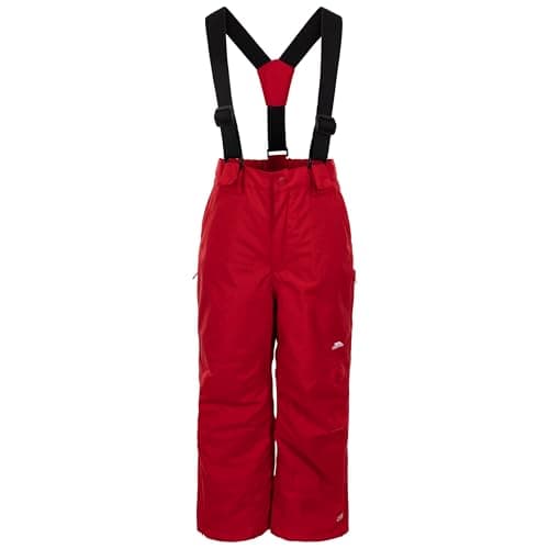 Image of Trespass Unisex Kids Ski Trousers Rumi - Waterproof Padded Salopettes, Tricot Lining, 2 Zipped Pockets, Detachable Braces, Side Leg Zips, Kick Patches, Gaiters