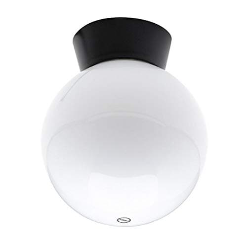 Image of LITECRAFT Lancaster Ceiling Light Outdoor Fitting with White Globe Shade - Black