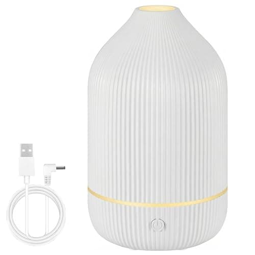 Image of Essential Oil Diffuser - 100ml Electric Aroma Diffuser with 7 Lights & Auto Shut-Off, Ultrasonic Mist Diffusers & Mini Humidifier for Home Office Bedroom Spa, White