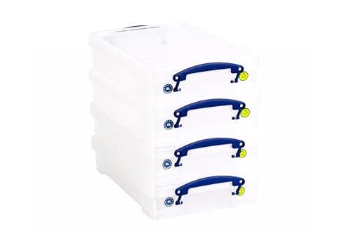 Image of Really Useful Box Plastic Storage 4 Litre Clear (Pack Of 4)