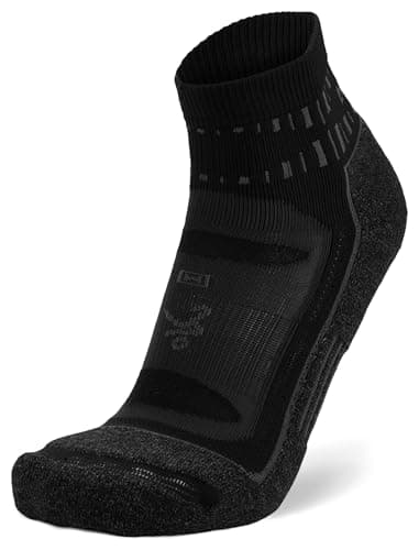 Image of Balega Blister Resist Performance Quarter Athletic Running Socks for Men and Women (1 Pair)-Cushioned,Breathable, Moisture-Wicking, Seamless Toe, Ergonomic Fit, Grey/Black, L